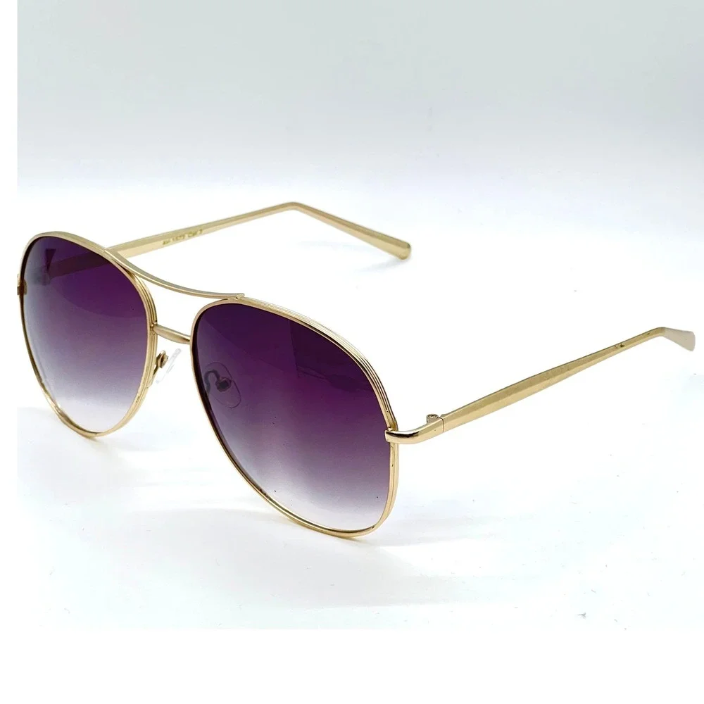 Sunglasses Gold Metal Frame Round Pilot Style UV400 Protection Driving Beach New